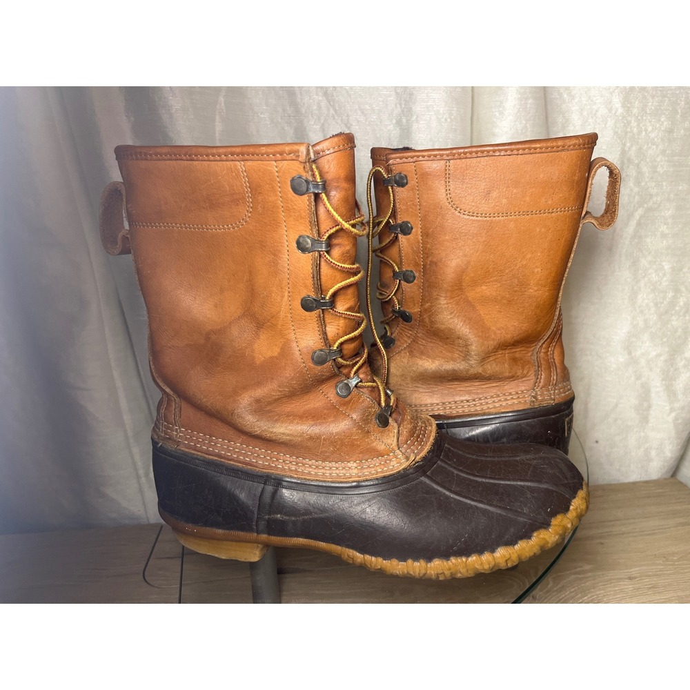 VTG LLBean Maine Hunting SZ10 Duck Boots Gore-Tex Thinsulate Brown Leather USA